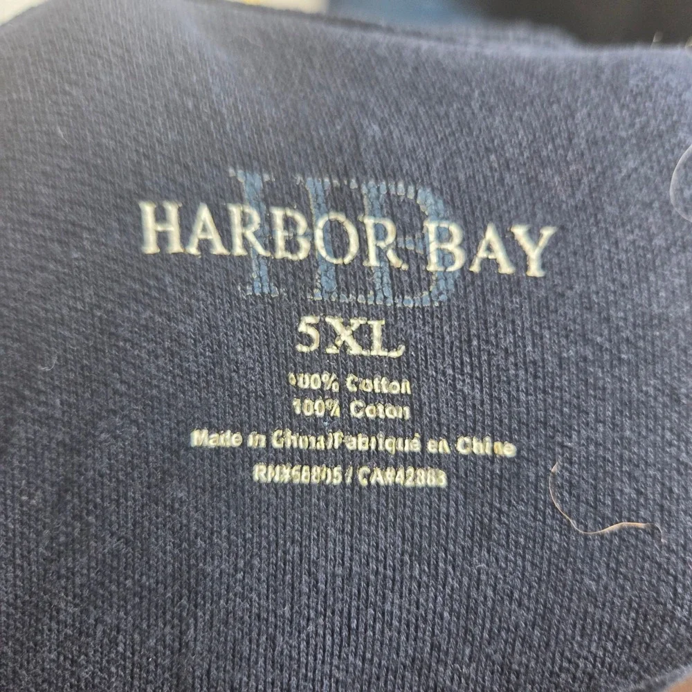 Harbor Bay Mens 5XL Navy Blue Short Sleeve 100% Cotton Pique Polo Shirt